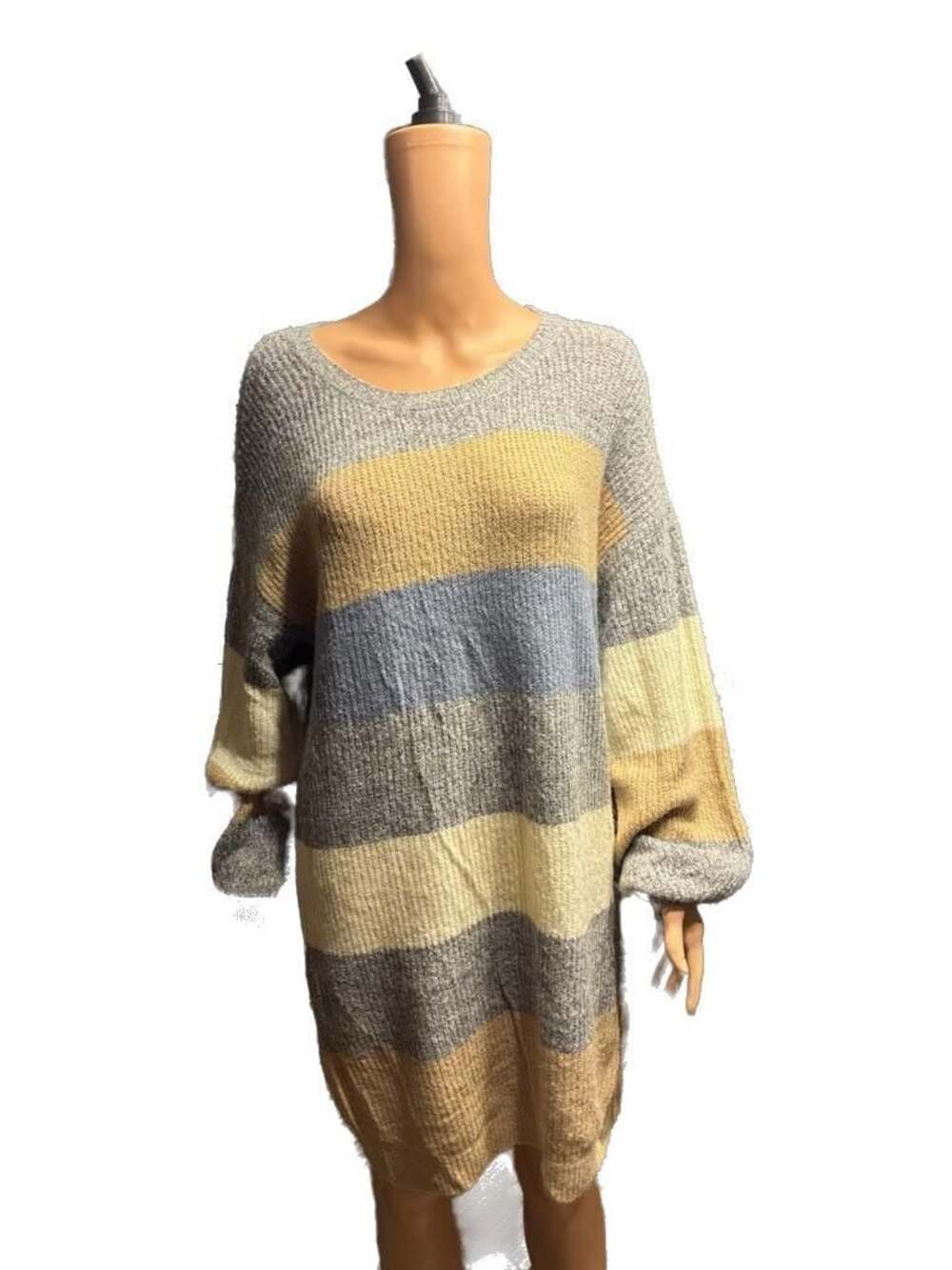 Net. 153 Donna Stripe Multi-Color Knit Sweater Dress Grey/Blue